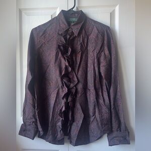 Lauren Ralph Lauren Paisley Blouse in Purple and Black